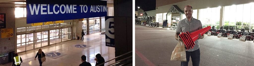 There’s just enough time to pick up some standard construction cones from the store before the next day’s training session.