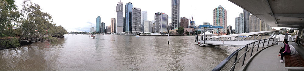 Here is a shot from the ferry terminal looking towards downtown Brisbane.