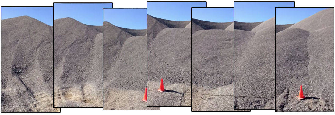 Here are some of the stockpile images captured via video during the iphone measurement, which were then combined using our patent-pending software algorithms for the volume results.